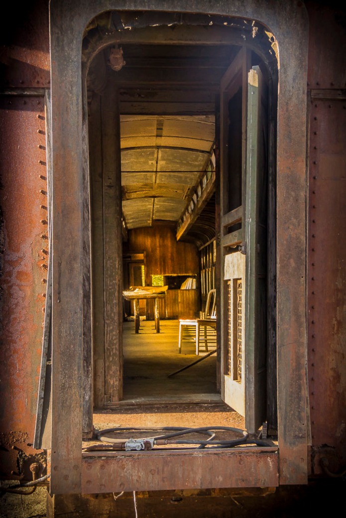 Vintage train doorway.