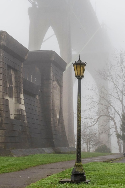 Cathedral on a foggy winter's morning, Portland, Oregon.