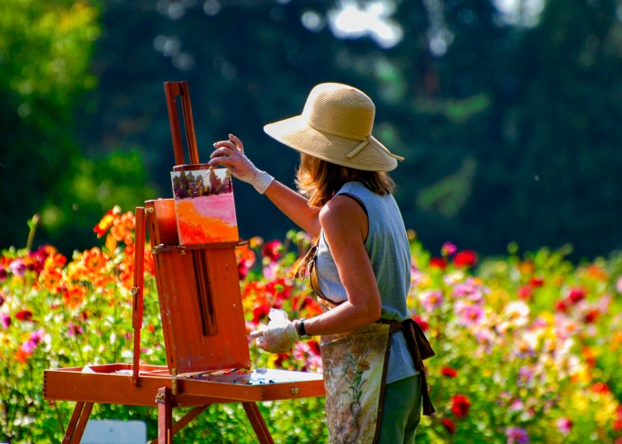 Painter with easel